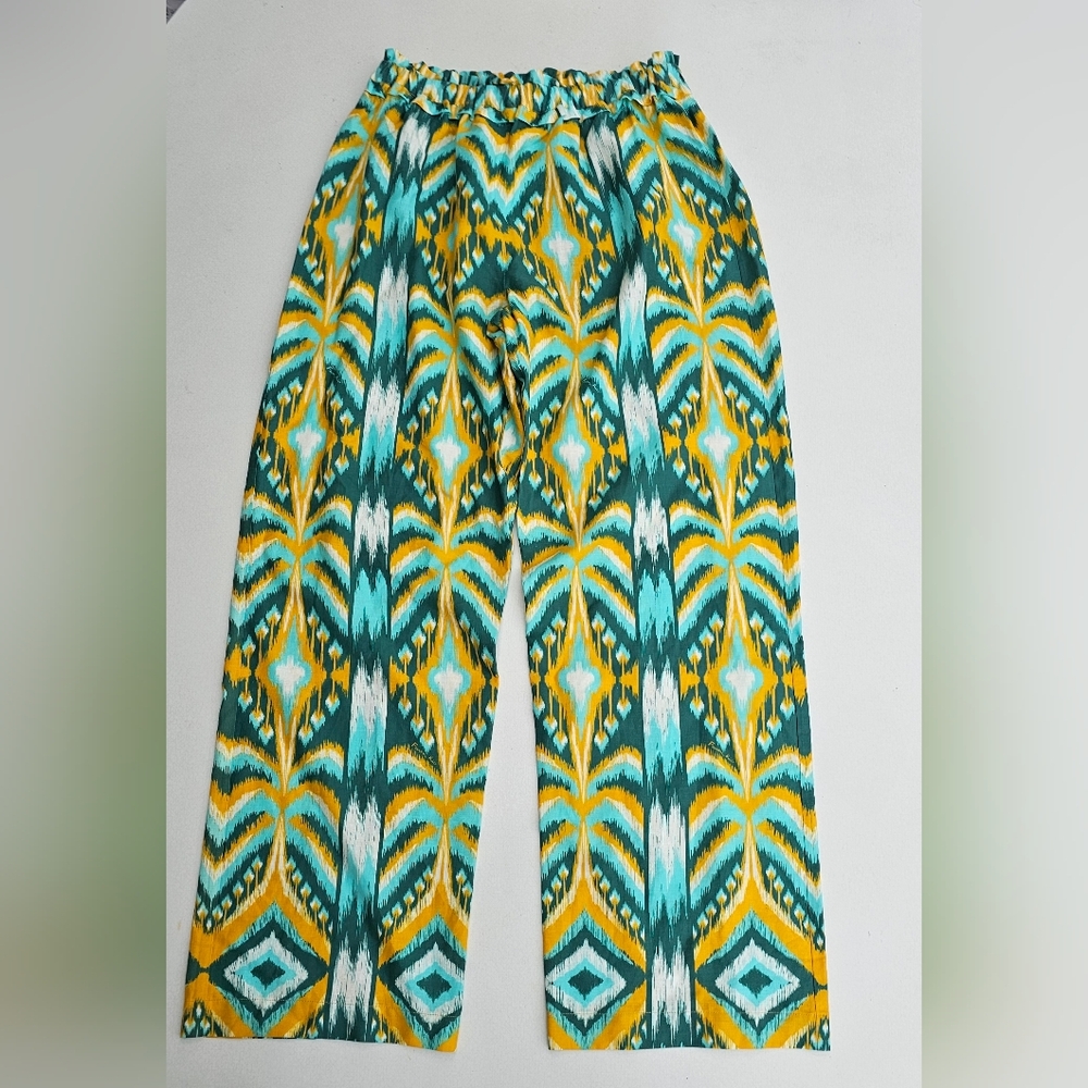 FARM Rio Tropical Tapestry Wide Leg Linen Blend Pants